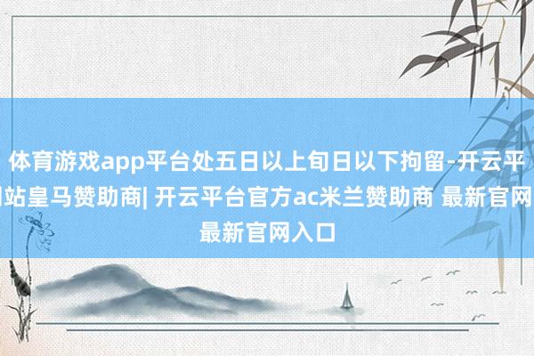 体育游戏app平台处五日以上旬日以下拘留-开云平台网站皇马赞助商| 开云平台官方ac米兰赞助商 最新官网入口